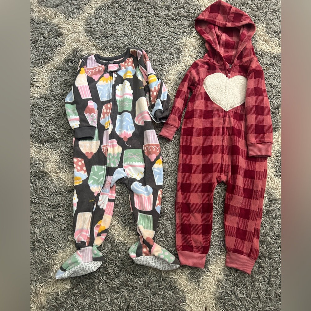 Carter's Cupcake and Plaid Kids Footies Set - Multicolor and Red